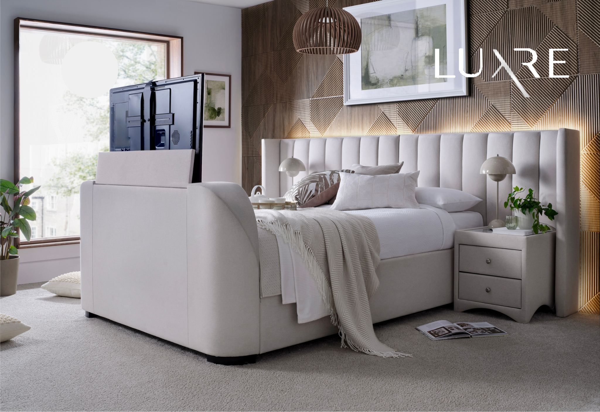 Milan Cream Ottoman TV Bed