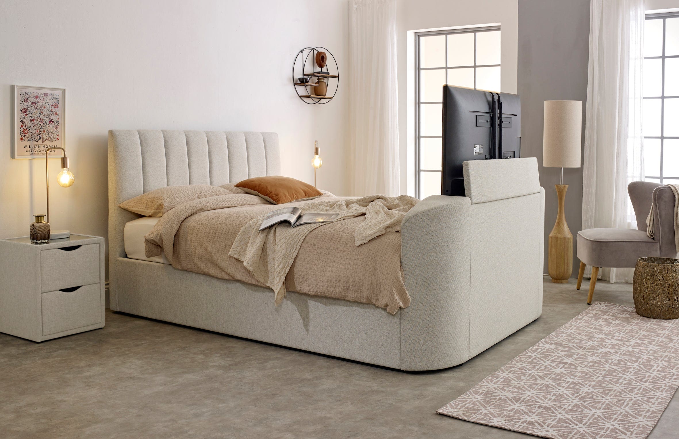 Capella Ottoman TV Bed in Pebble Stone