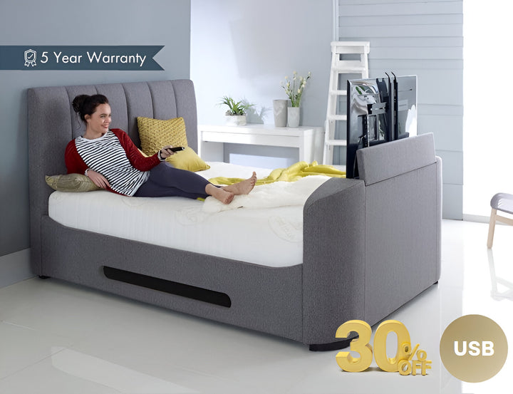 Elements III Ottoman Grey TV Bed With USB Charging With 30% OFF!