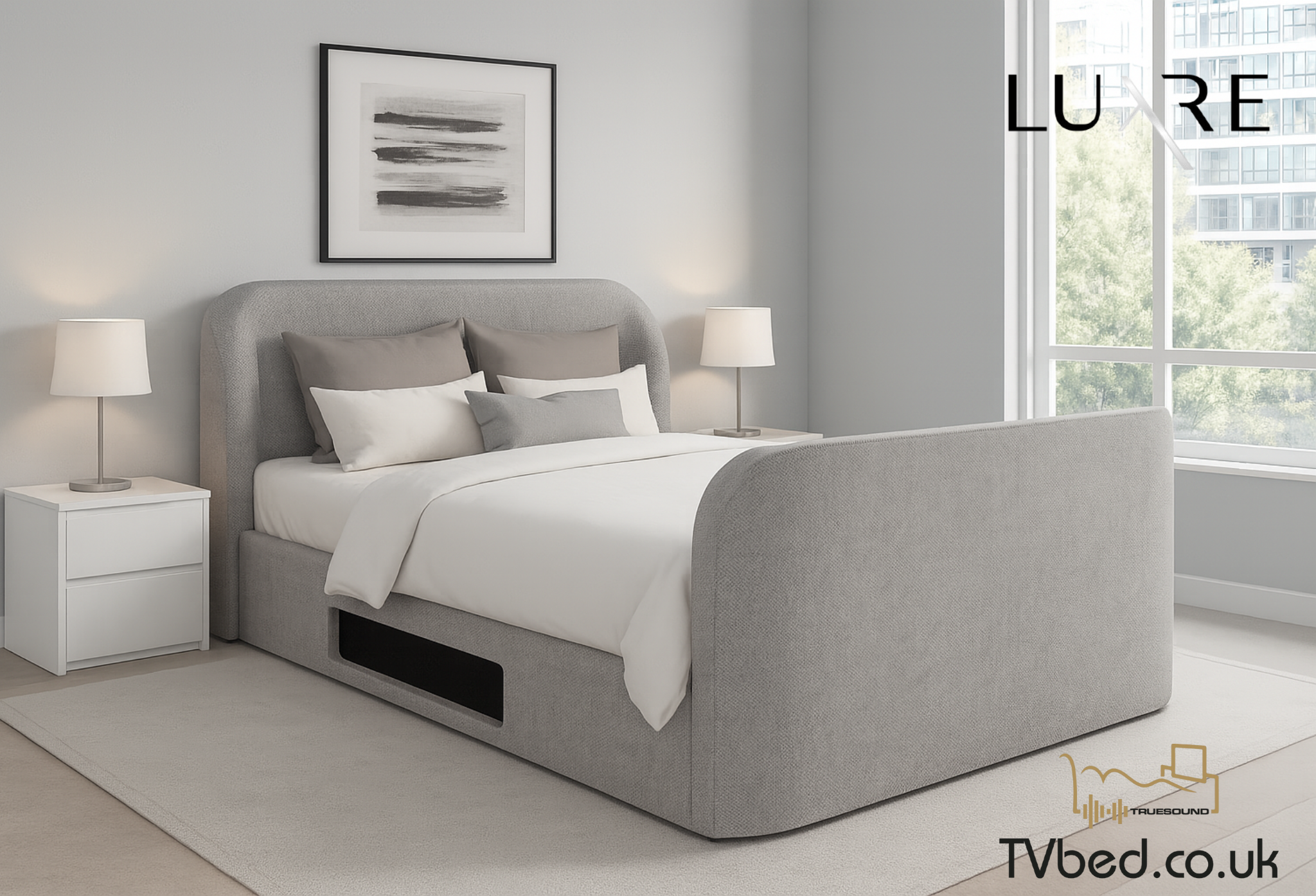 Monarch True Sound 5.1 Ottoman TV Bed in Smoke Grey