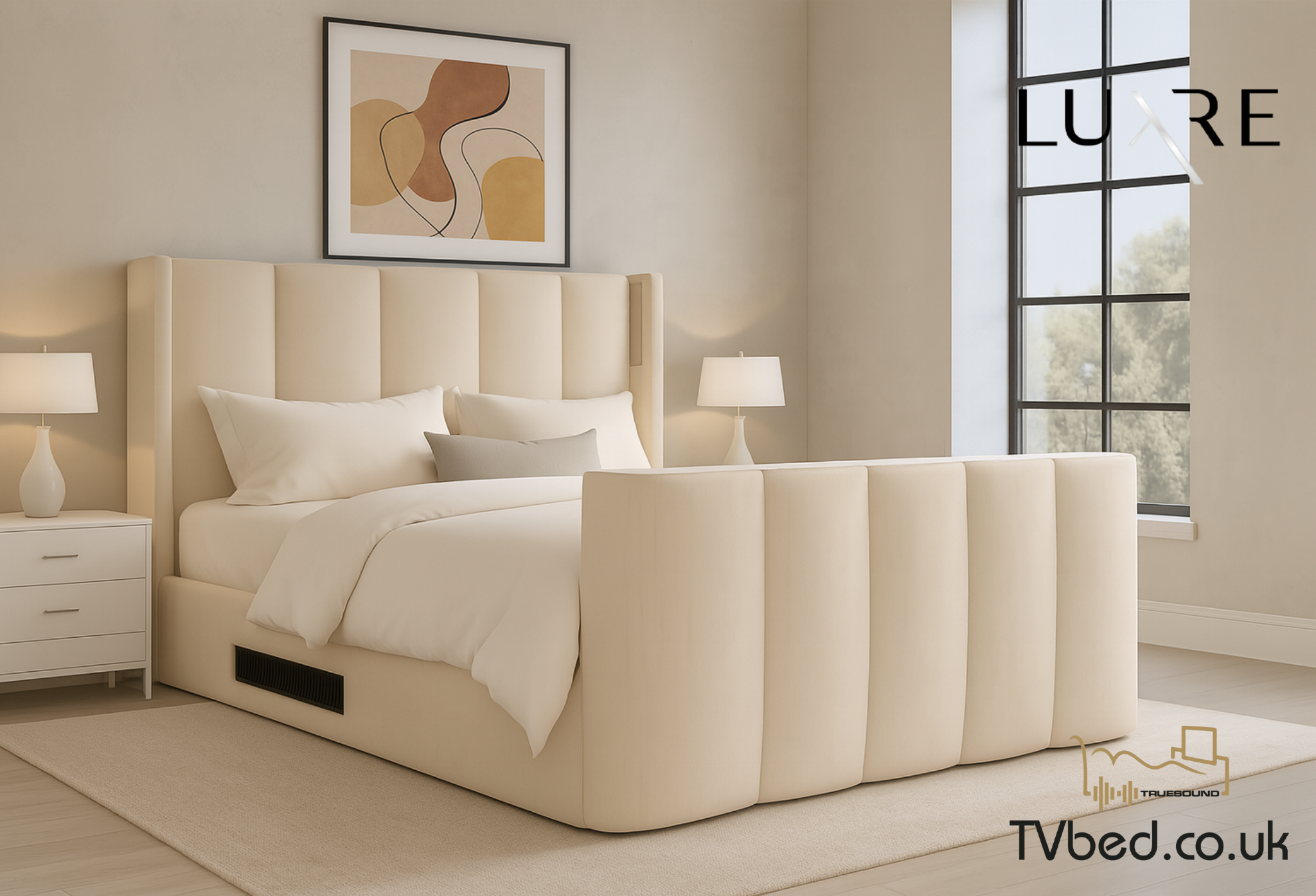Velar True Sound 5.1 Ottoman TV Bed in Soft Cream