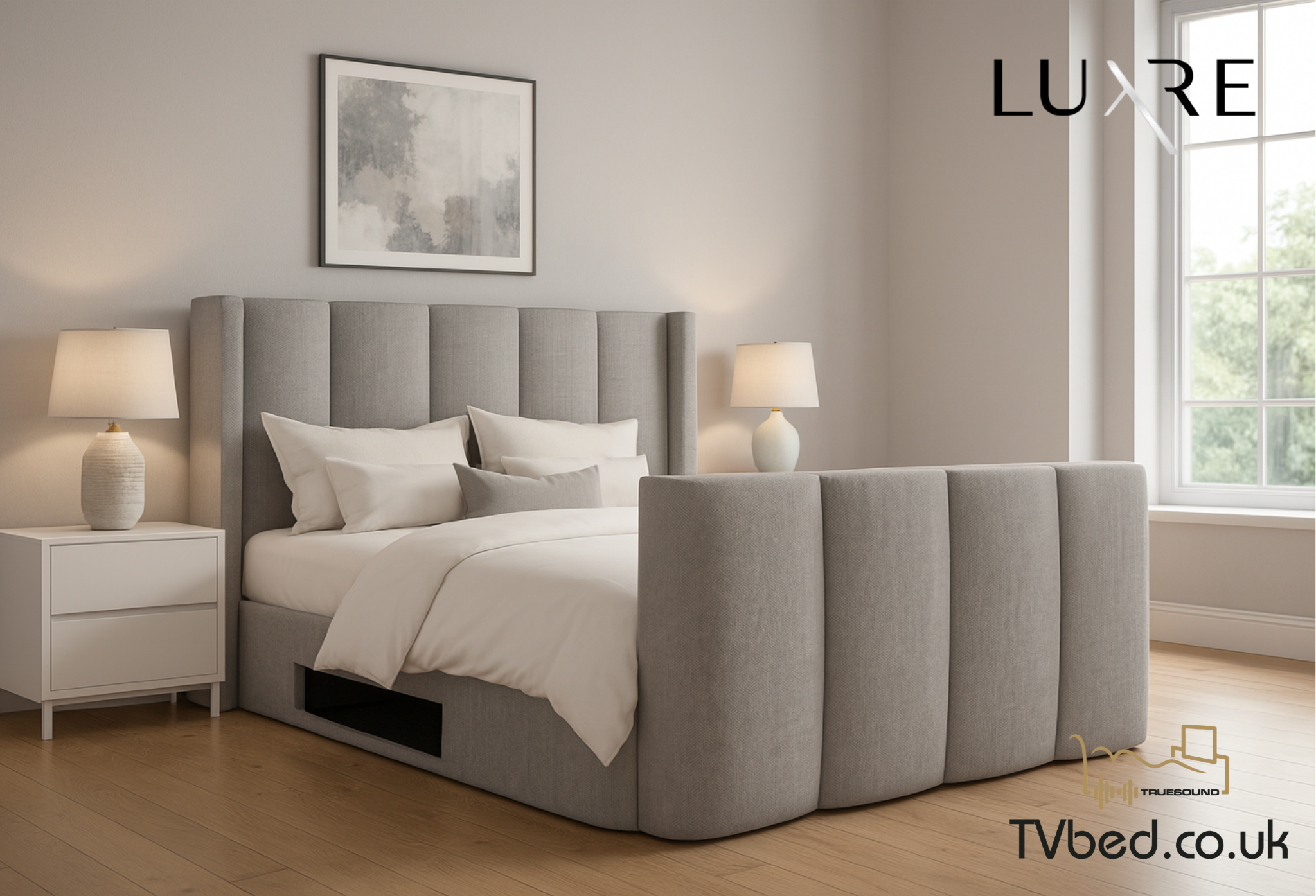 Velar True Sound 5.1 Ottoman TV Bed in Smoke Grey