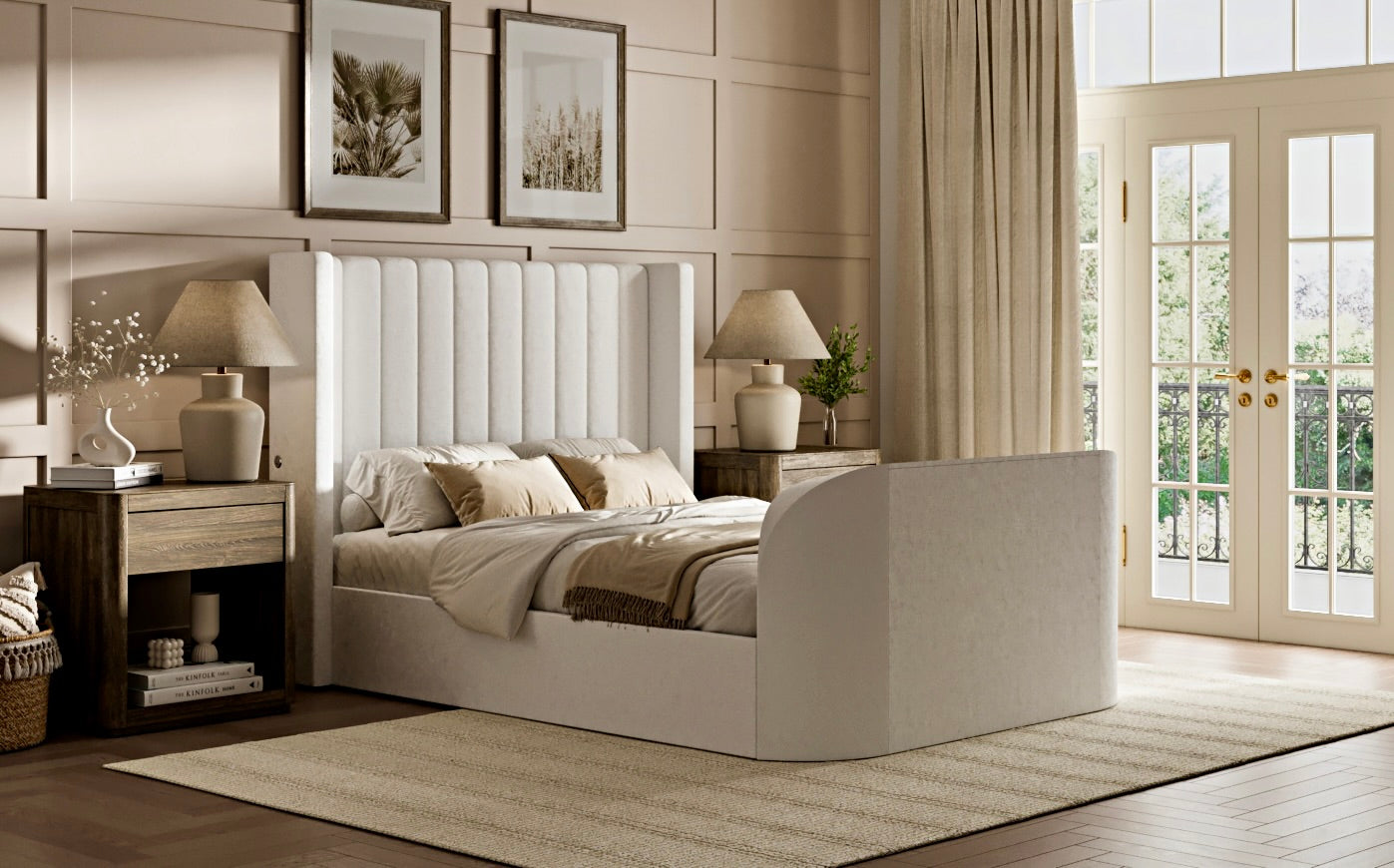 NEW Astra Ottoman TV Bed in Cream Velvet
