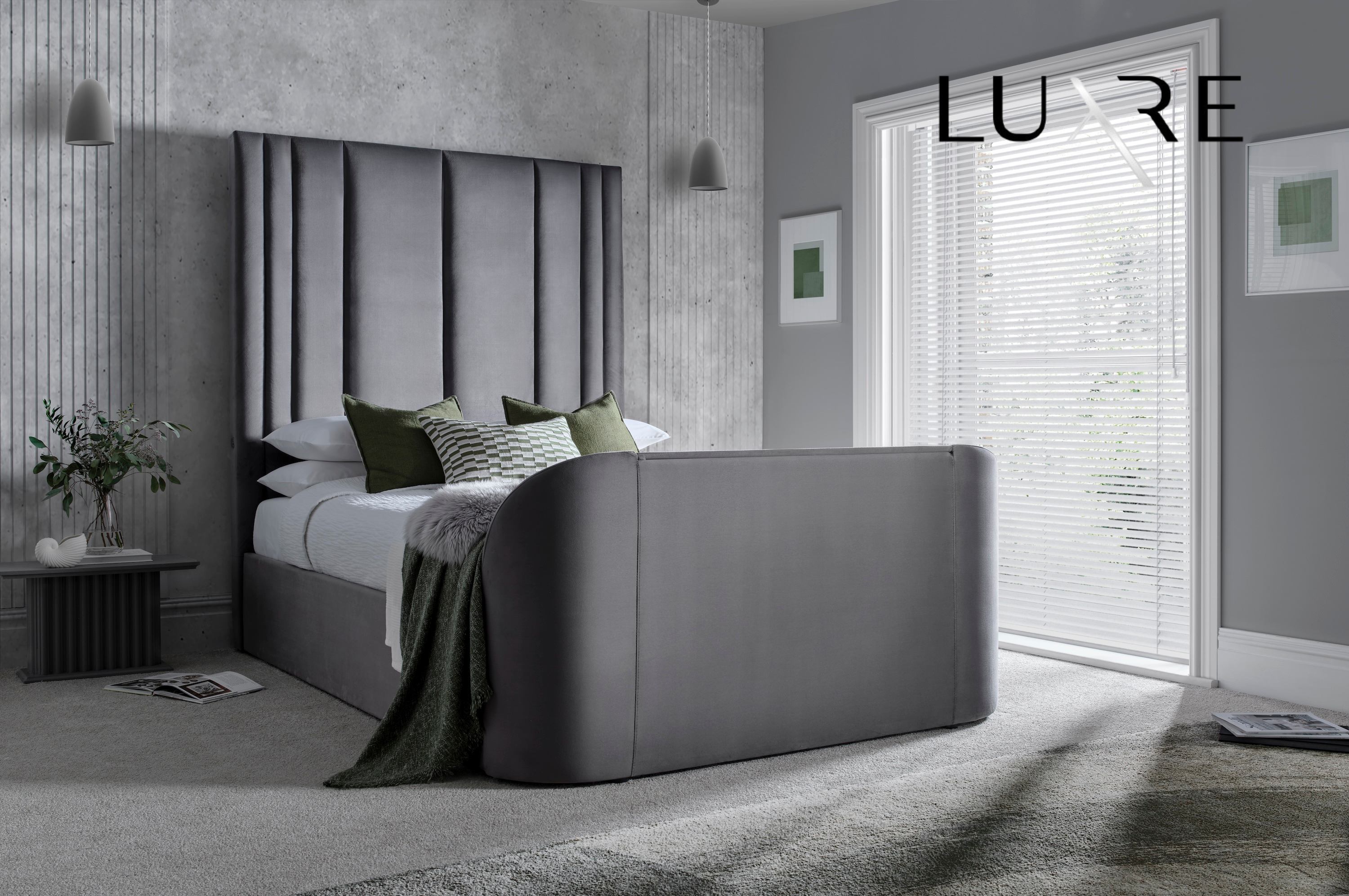 Salisbury Ottoman TV Bed in Grey Velvet