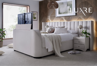 Milan Ottoman TV Bed in Natural Cream with 2 Side Units