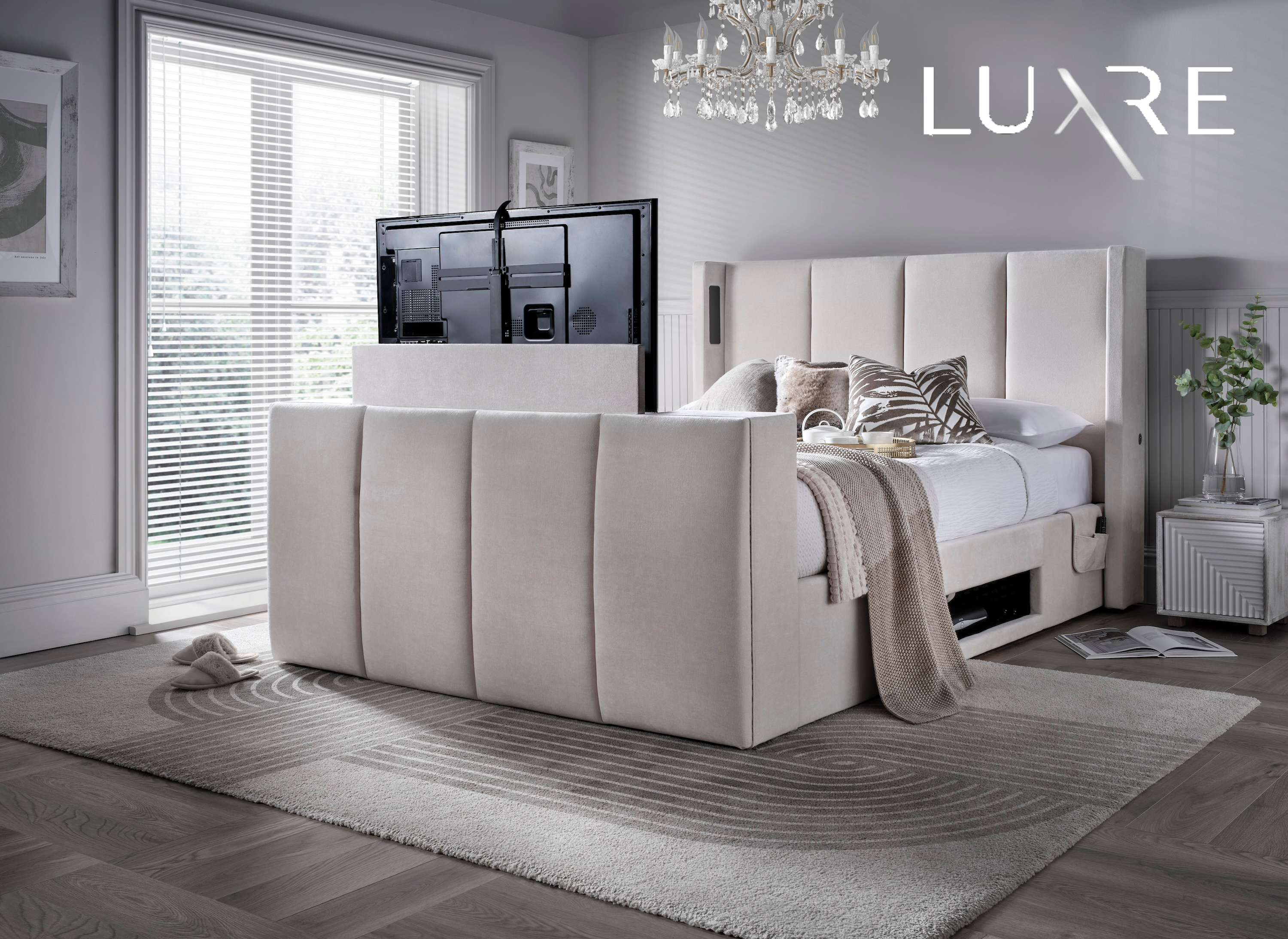 Velar True Sound 5.1 Ottoman TV Bed in Soft Cream