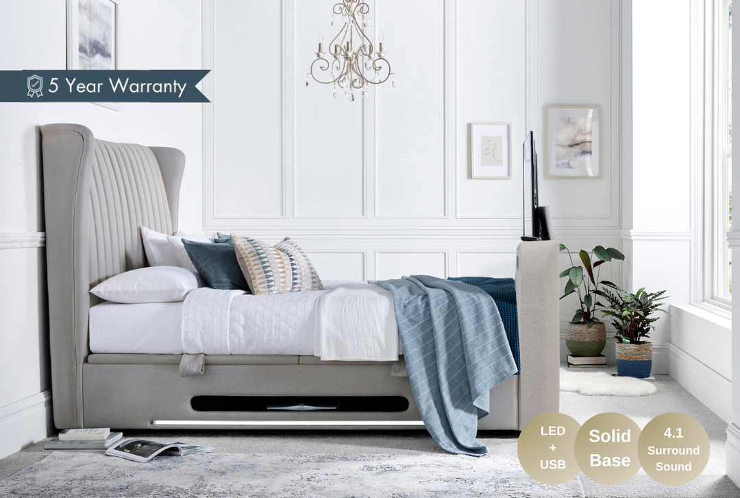Vogue 4.1 Surround Sound Dusk Fabric Ottoman TV Bed 20 OFF