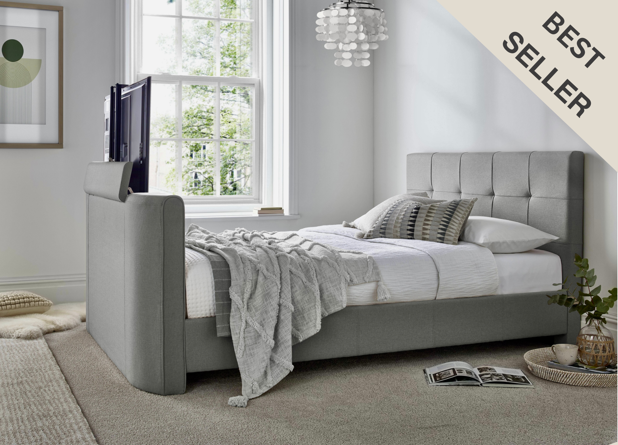 Alpha Manual TV Bed In Grey