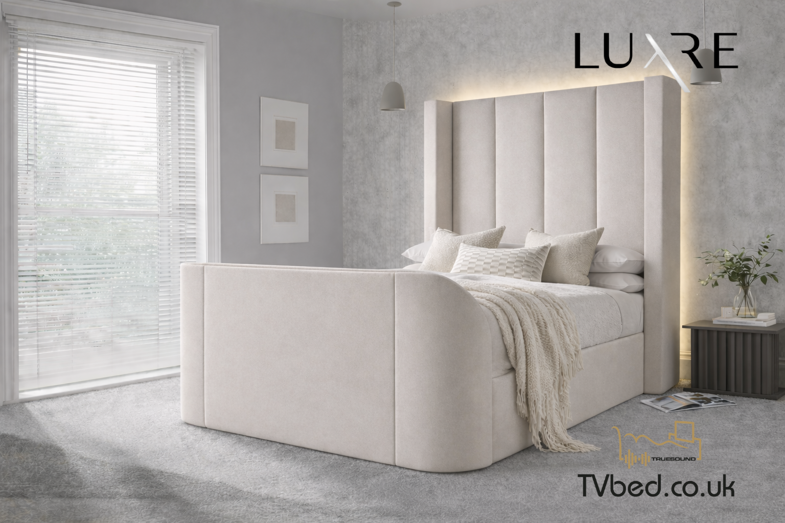 Hampton True Sound 5.1 Soft Cream Ottoman TV Bed