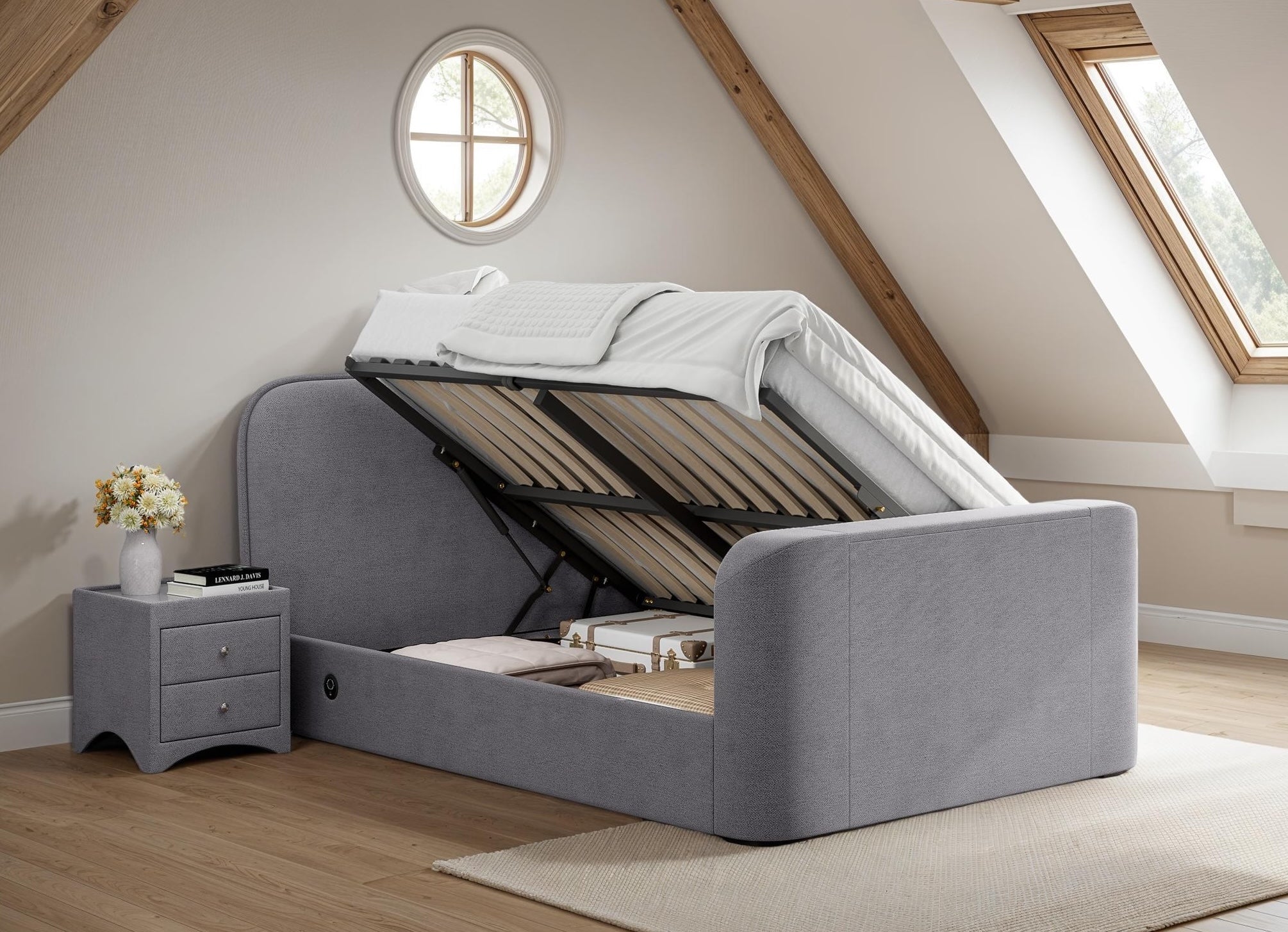 Arla Ottoman TV Bed in Luxury Grey