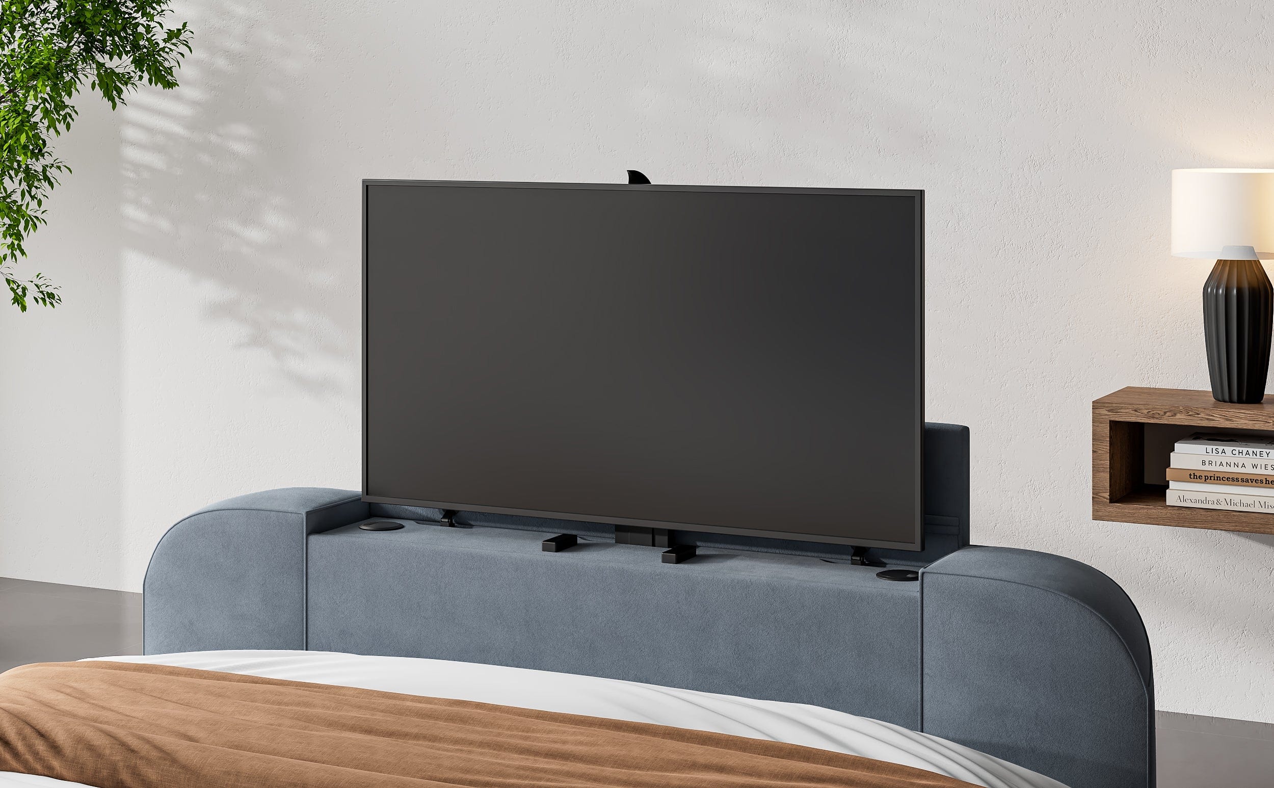 Aria Grey Velvet Ottoman TV Bed