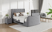 Solace Super King Ottoman TV Bed  in Grey Velvet