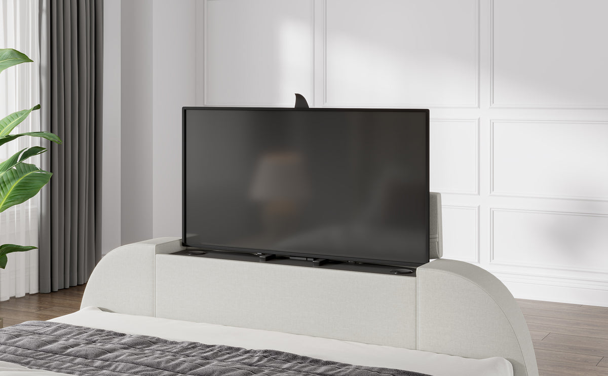 Solace Ottoman TV Bed  in Cream Velvet
