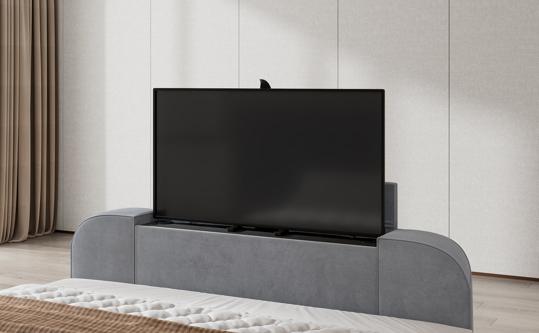 Valencia Grey Velvet Ottoman TV Bed with 2 Side Units with £600 OFF!