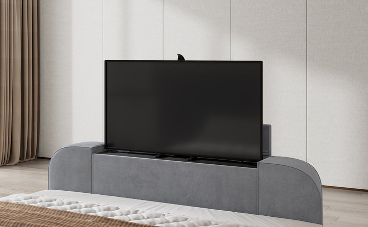 Valencia Grey Velvet Ottoman TV Bed with 2 Side Units with £600 OFF!