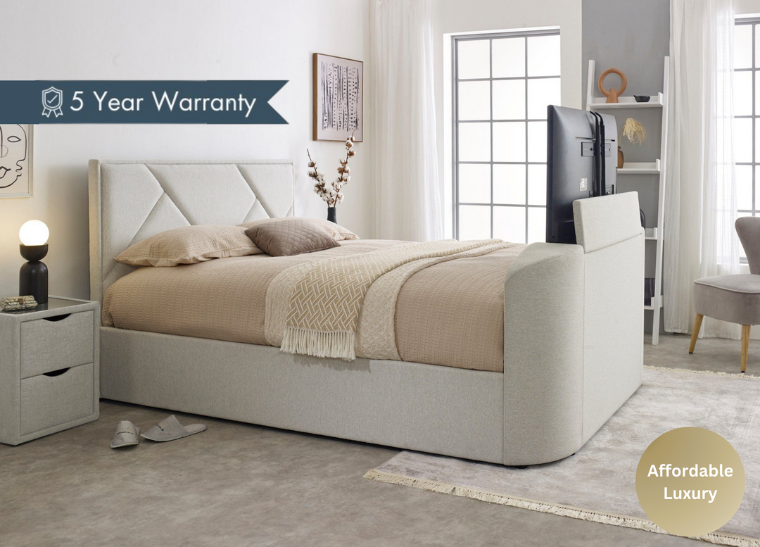 New Sigma Ottoman Pebble Stone Fabric TV Bed