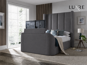 EX Display Hampton TrueSound® 5.1 Grey Velvet Ottoman TV Bed King