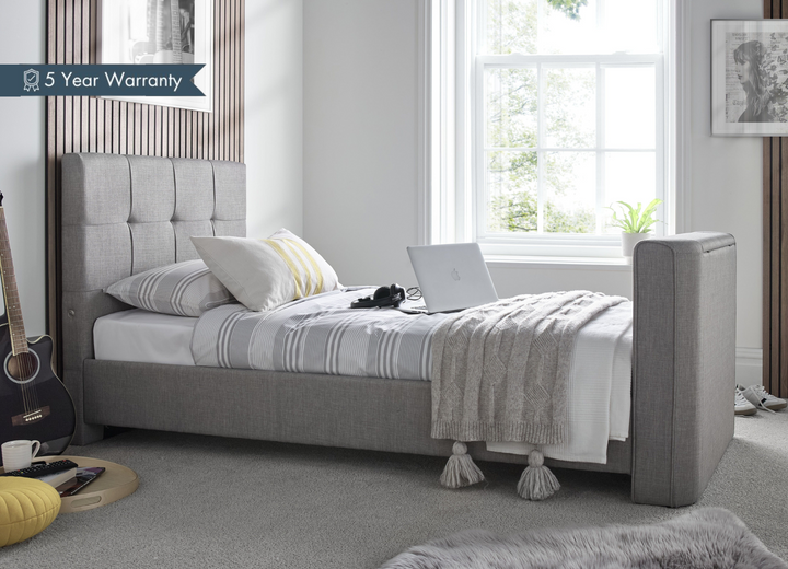 Alpha Manual Single TV Bed In Grey - 32" TV Capacity with USB Charging with £100.00 OFF!