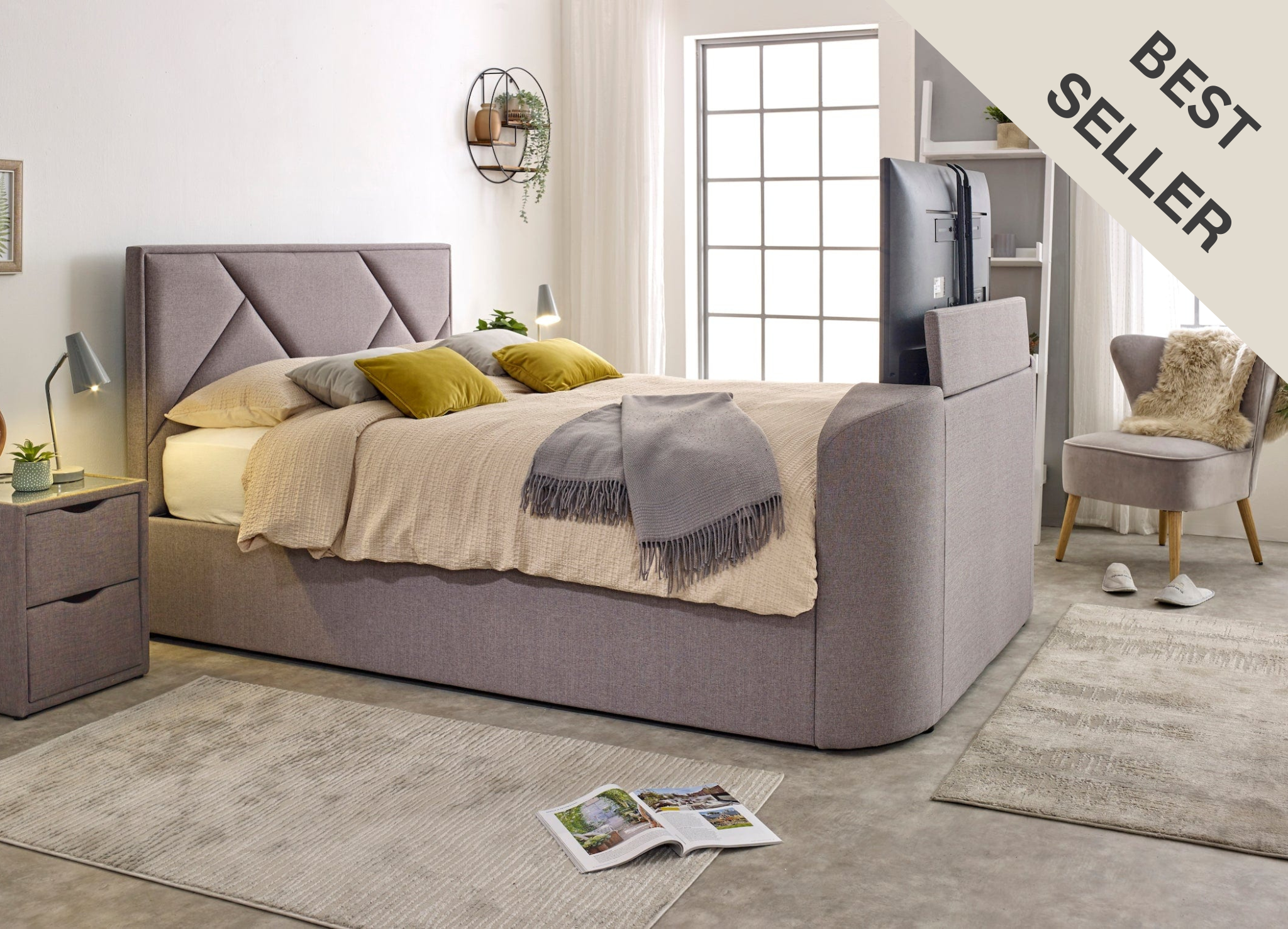 Sigma Ottoman TV Bed in Steel Grey