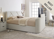 Sigma Ottoman TV Bed in Pebble Stone Fabric