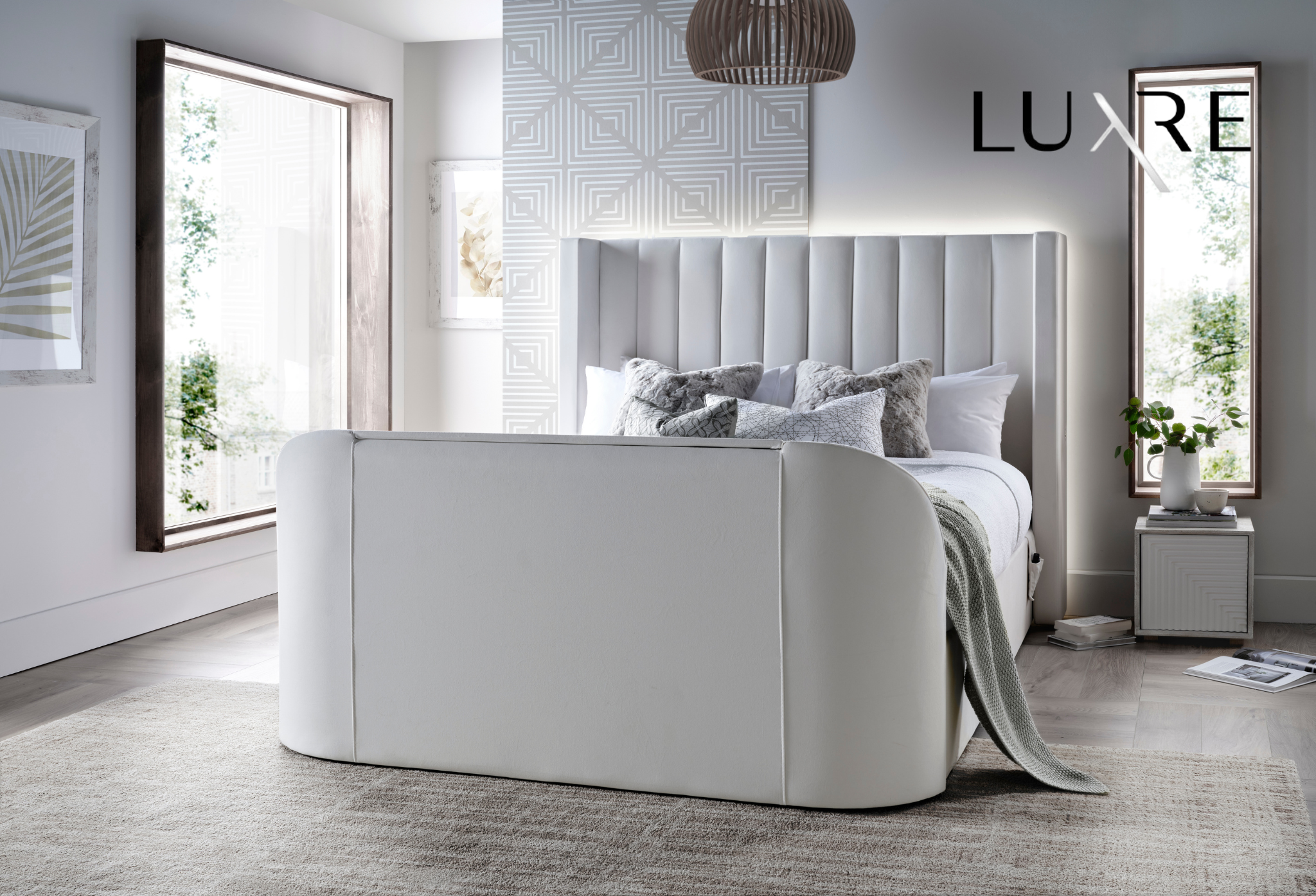 Astra Ottoman TV Bed in Cream Velvet