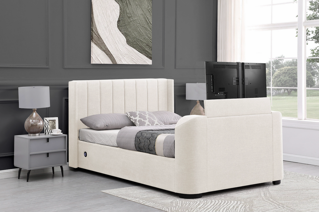 Atom II TV Bed Natural Cream Cheapest TV Bed FREE Delivery