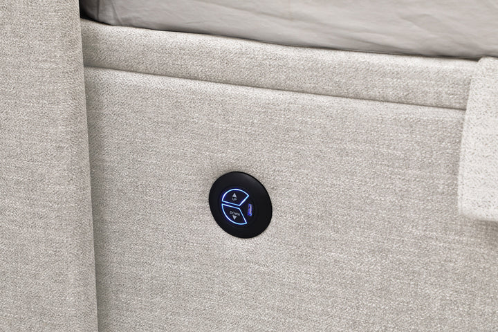 Atom Ottoman Storage TV Bed in Stone Fabric with USB Charging
