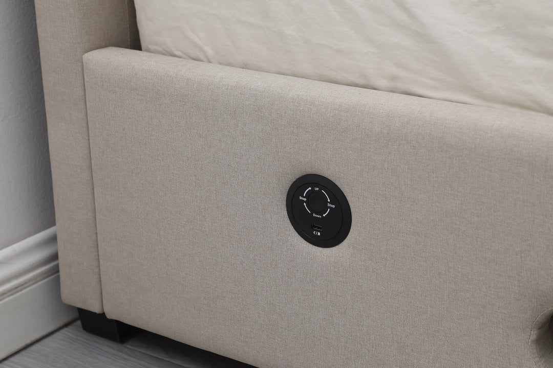 Orion Ottoman TV Bed with USB Charging in Cappuccino Fabric with 30% OFF! (Discount Already Applied)