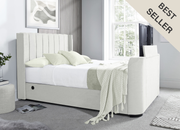 Atom II TV Bed in Natural Cream with USB Charging (non ottoman)