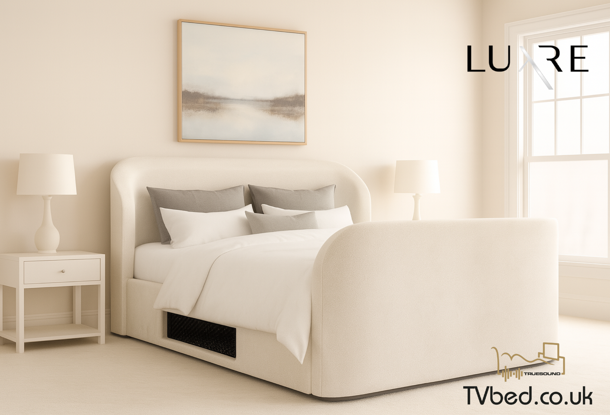 Monarch True Sound 5.1 Ottoman TV Bed in Soft Cream