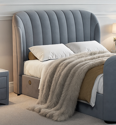 Aria Grey Velvet Ottoman TV Bed