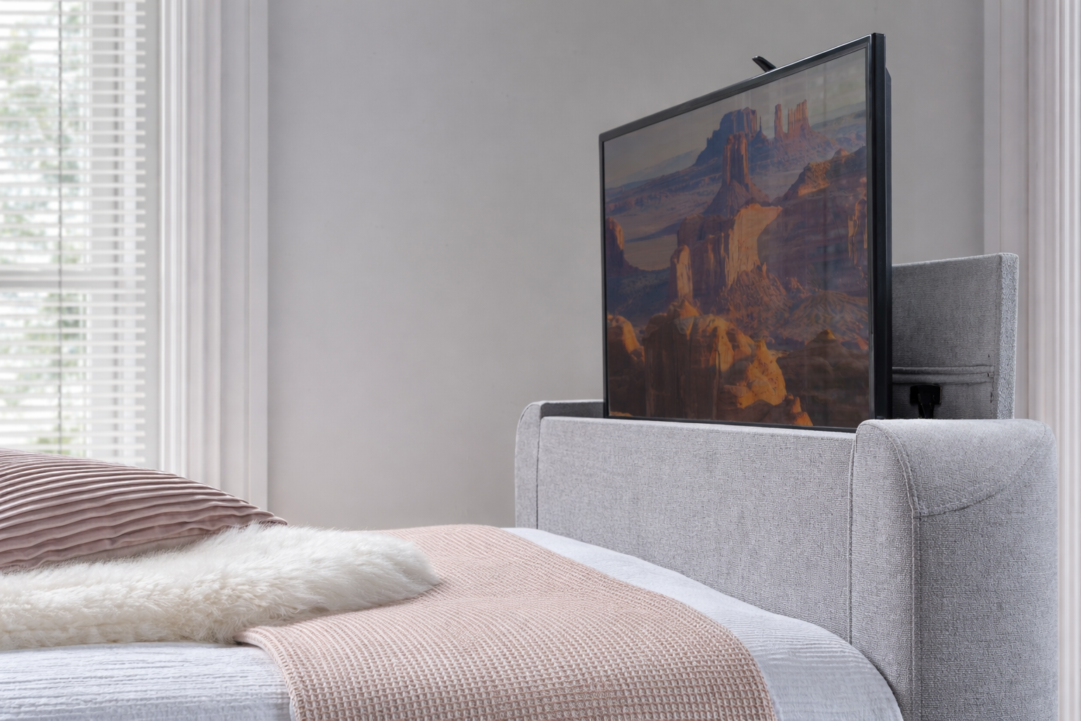 Arla Ottoman Single Storage TV Bed in Luxury Grey