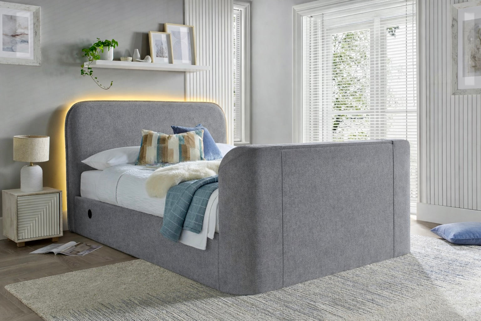 Arla Ottoman TV Bed in Luxury Grey
