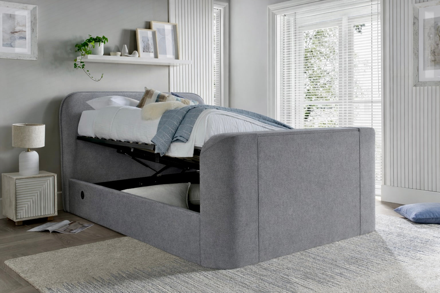 Arla Ottoman TV Bed in Luxury Grey