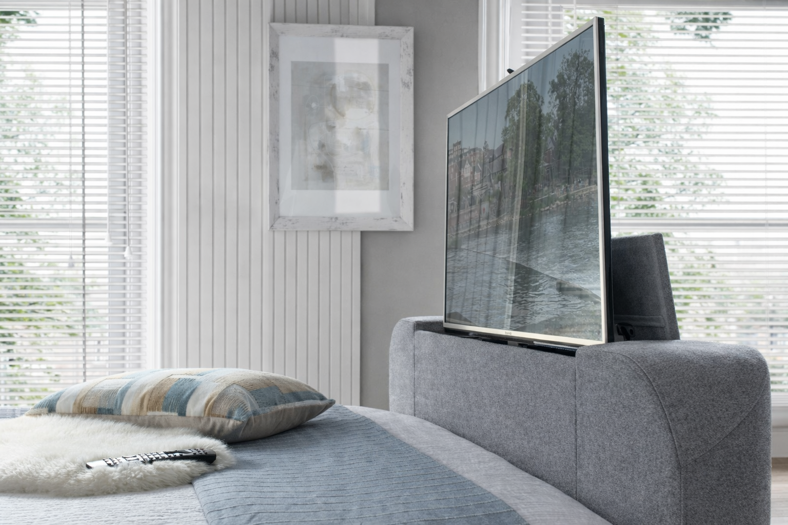 Arla Ottoman TV Bed in Luxury Grey