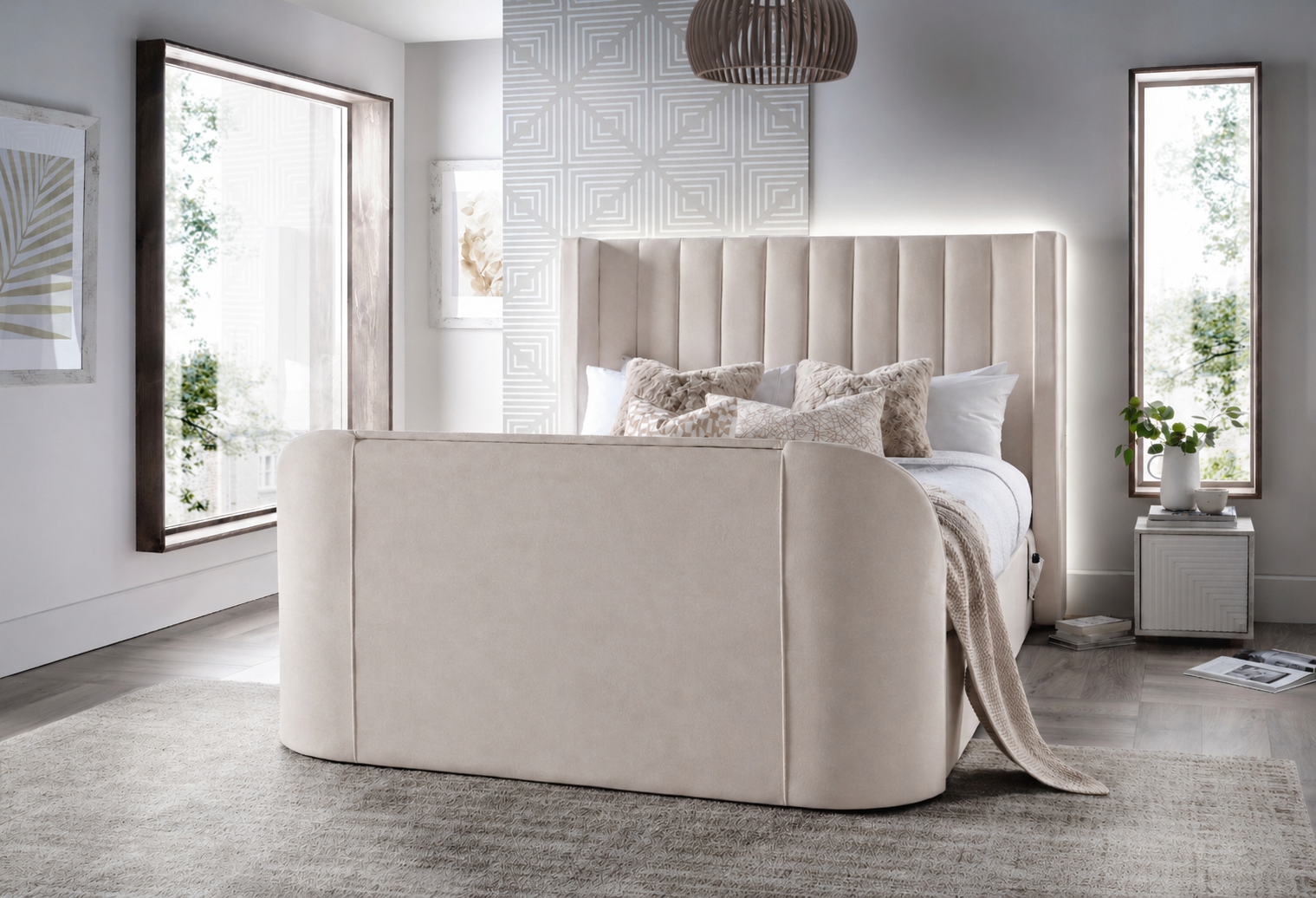 Astra Ottoman TV Bed in Soft Cream