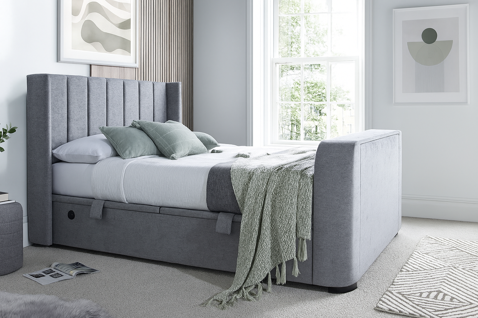 Atom II Ottoman Storage TV Bed in Grey