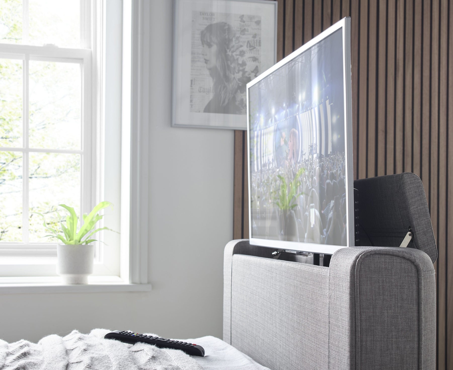 Alpha TV Bed Grey Fabric Cheapest TV Bed FREE Delivery