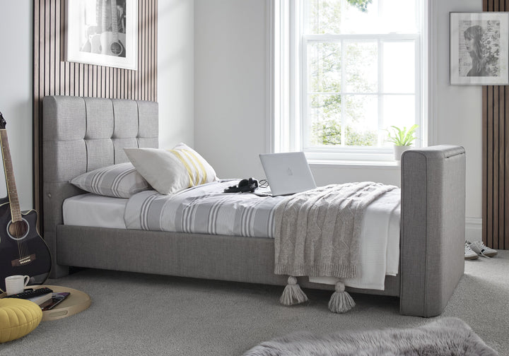 Alpha Manual Single TV Bed In Grey - 32" TV Capacity with USB Charging with £100.00 OFF!