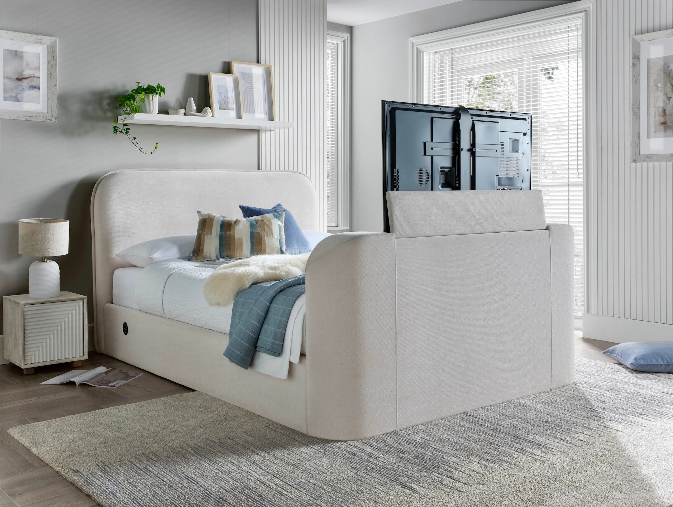 Arla Ottoman TV Bed in Luxury Natural Cream