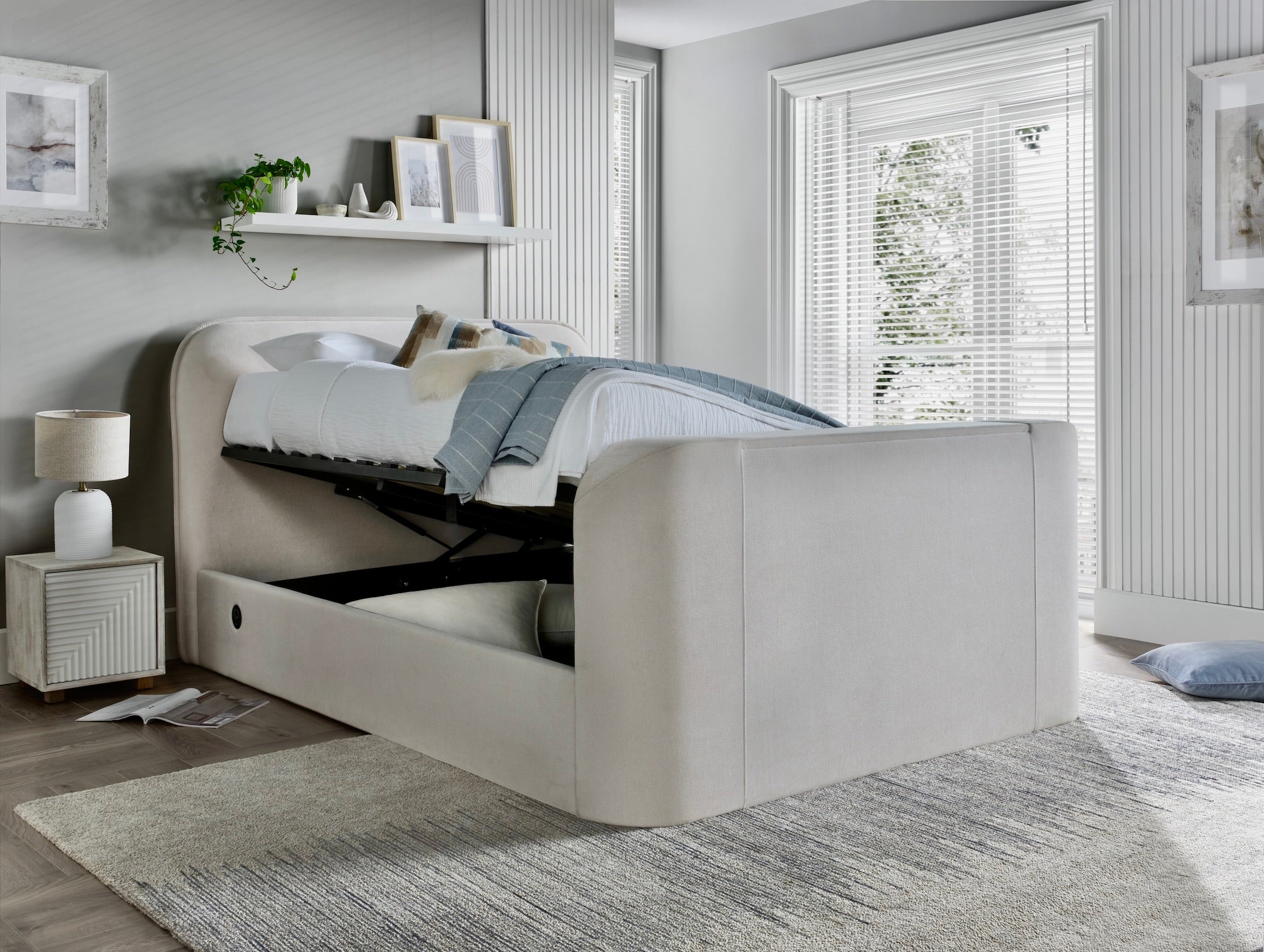 Arla Ottoman TV Bed in Luxury Natural Cream