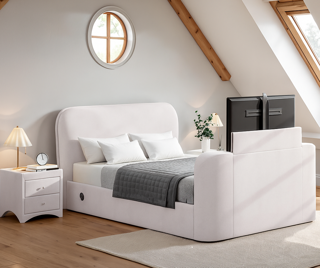 Arla Ottoman TV Bed in Luxury Natural Cream