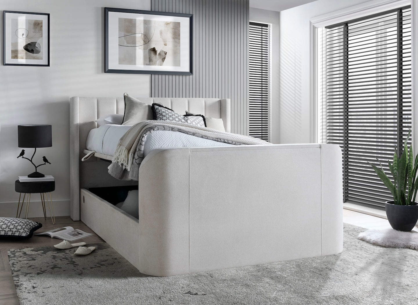 Atom II Ottoman TV Bed in Luxury Cream
