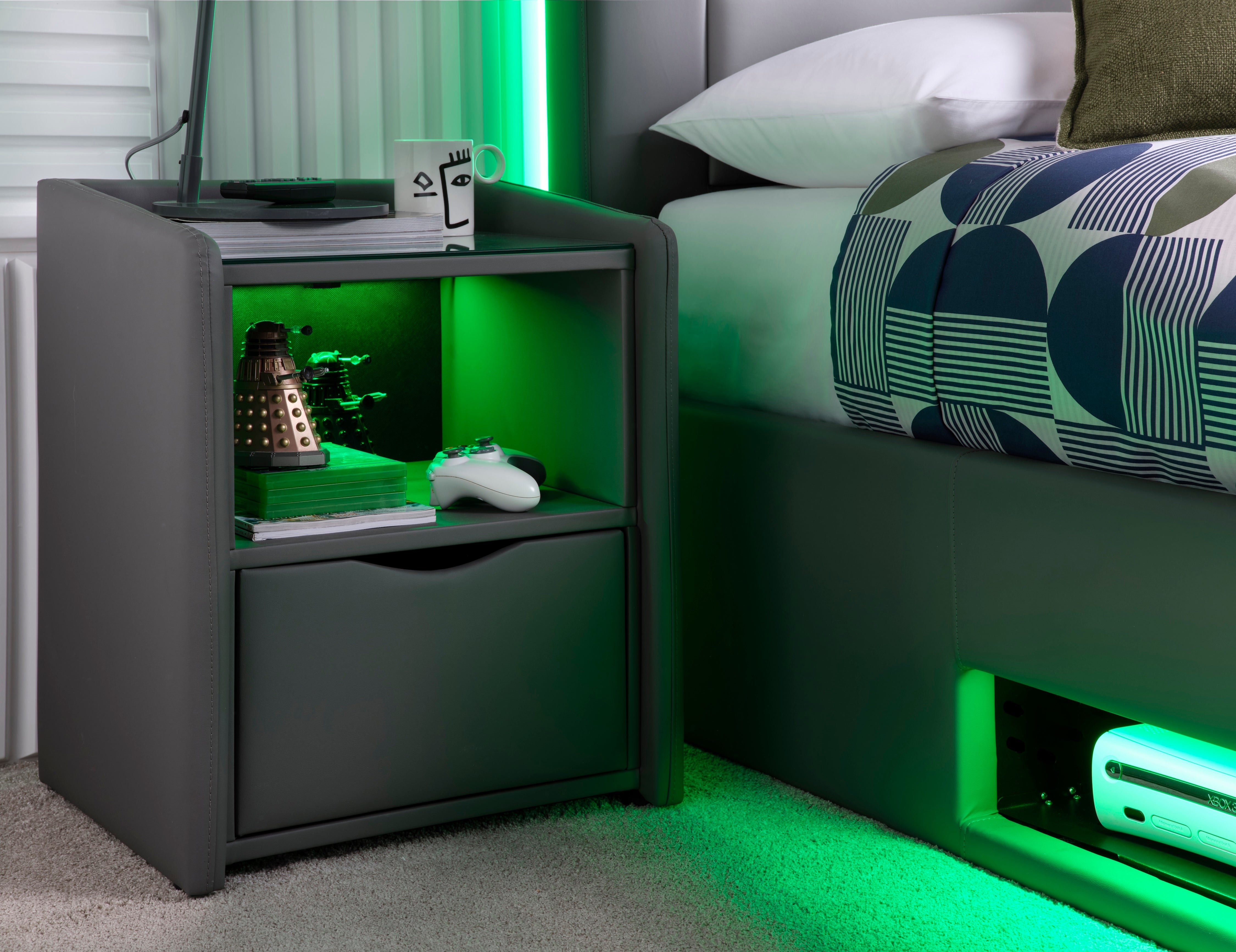 Merlin Side Unit with Wireless Charger & Multi Colour LED's