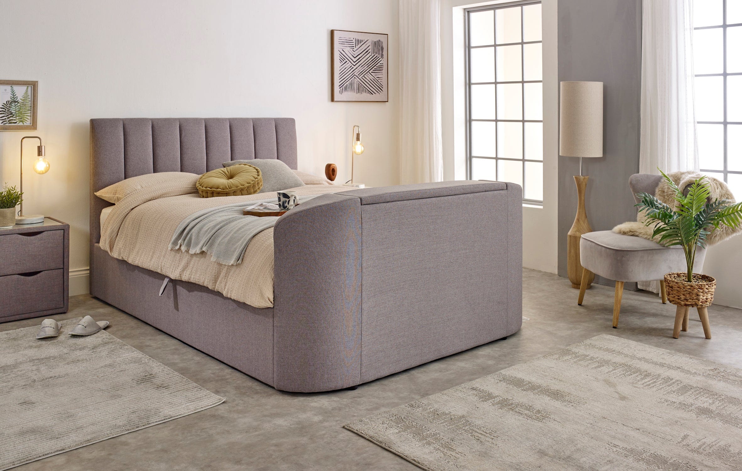 Capella Ottoman TV Bed  in Steel Grey