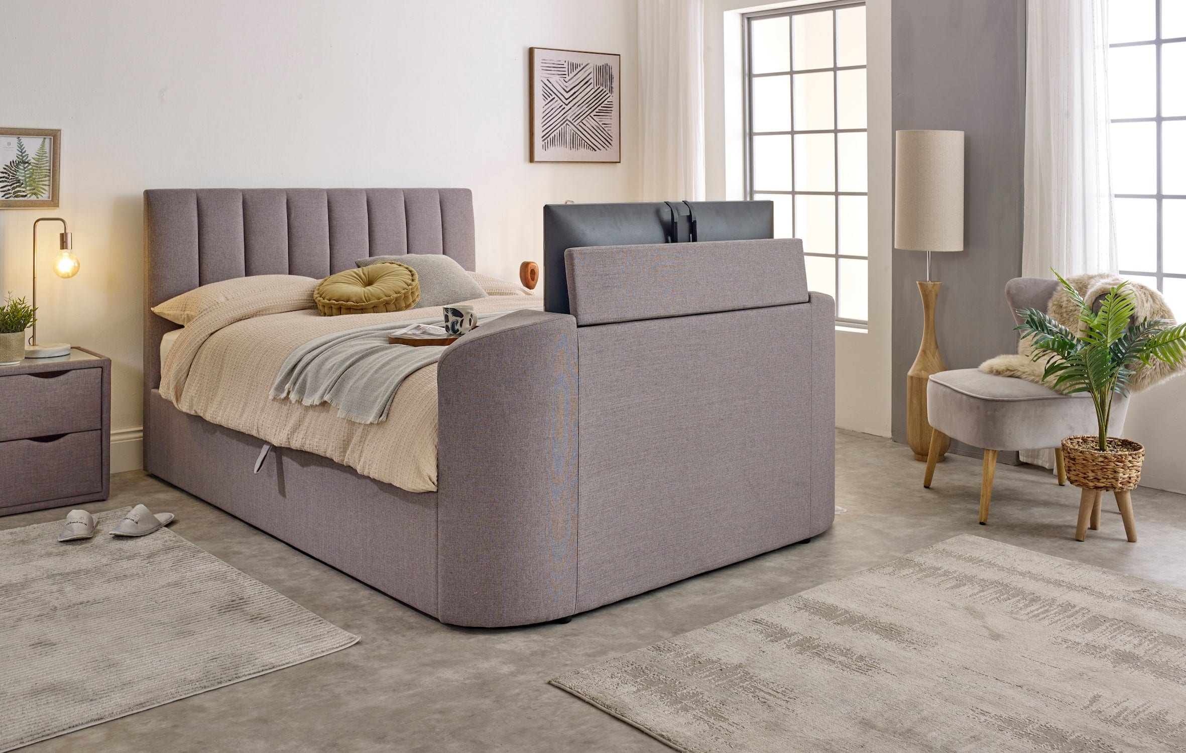 Capella Ottoman TV Bed  in Steel Grey
