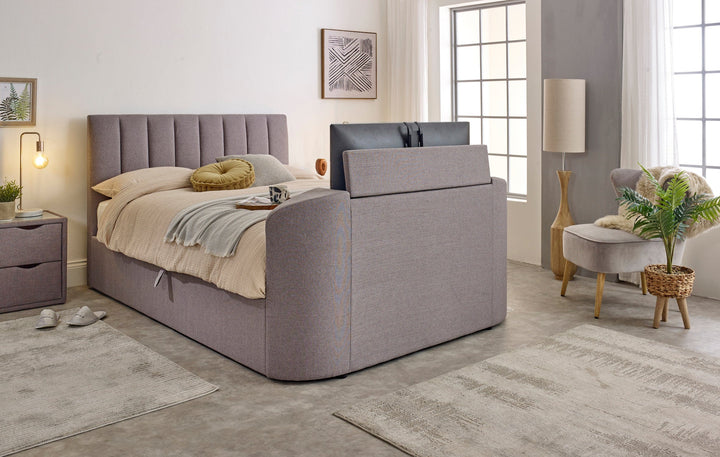 Capella Ottoman TV Bed Steel Grey in SUPER KING WITH 35% OFF!