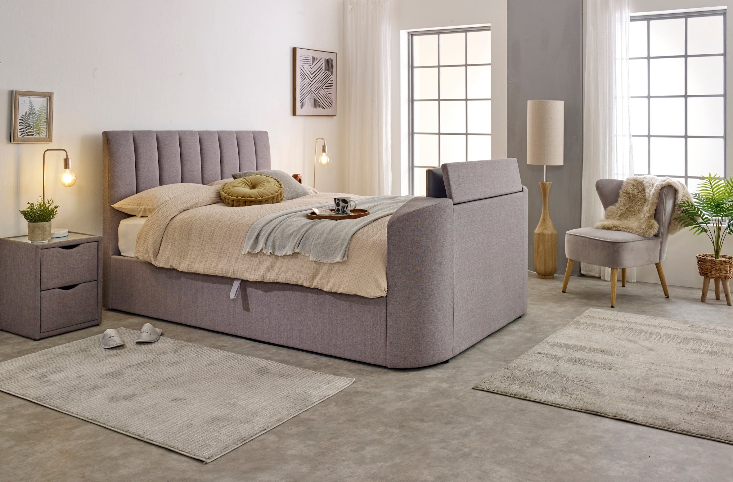 Capella Ottoman TV Bed  in Steel Grey