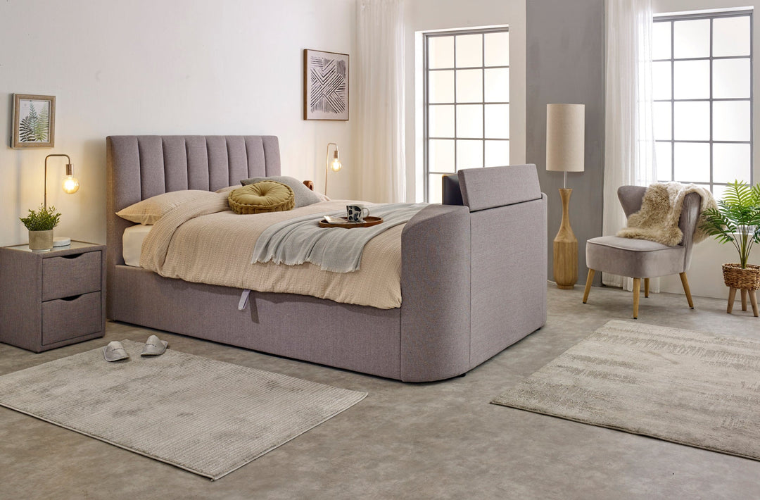 Capella Ottoman TV Bed Steel Grey in SUPER KING WITH 35% OFF!