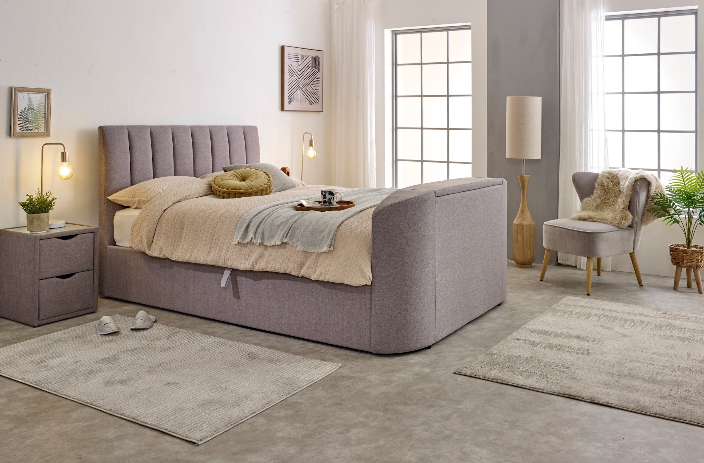 Capella Ottoman TV Bed  in Steel Grey